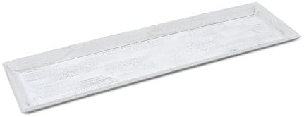 Vintage Holz Tablett Shabby weiß - 50 x 14 cm - Deko Kerzentablett rechteckig - Tischdeko Servier Kerzen Brett Weihnachten