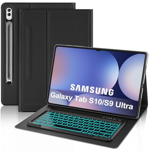 Keyboard Case for Samsung Galaxy Tab S10 Ultra 14.6'', Wireless Detachable Bluetooth Backlit Keyboard, Slim Cover with Pen Holder for Samsung Galaxy Tab S10/S9 Ultra 14.6 Inch 2024/2023 Tablet, Black