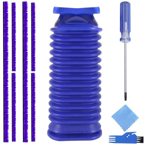 EATBALE Plush Stripe Blue Hose for Dyson V7 V8 V10 Vacuum Cleaner Replacement Parts Lower Duct Blue Hose Drum Roller Suction Blue Hose Soft Felt Strips Hexagon Screwdriver Accessories Kit