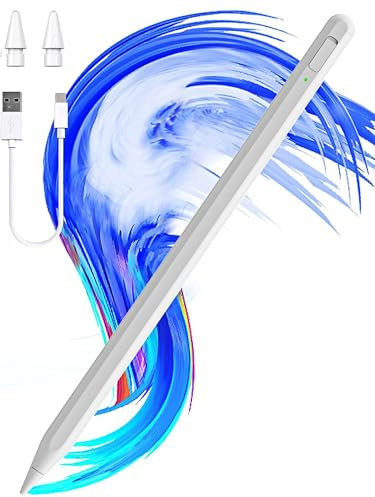 Lápiz para Pantalla Táctil,Lápiz para iPad 2018-2023, Lápiz Stylus de Rechazo de Palma Lápiz,Lápiz para Tablet,Stylus Pen Compatible con iPad 6/7/8/9/10, Mini 5/6, Air 3/4/5/M2, Pro 3/4/5/6/M4
