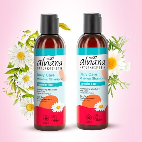 Alviana Daily Care Micellar Shampoo Duo – 2x200ml Natural Mild Shampoo, Organic Chamomile, Gentle Cleansing, Hypoallergenic, Sensitive Scalp, European Quality