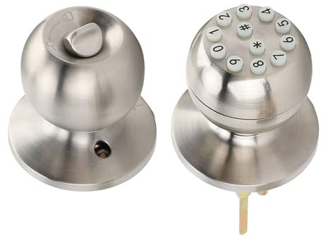 Lock Rotondo in Lega in Lega di Alluminio con Password Fittizia, Chiusura a Manopola della Porta D'ingresso per Porta di Legno da 35 a 55 Mm, Ufficio, Garage (SILVER)