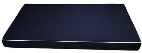 TQ369SM 6 Twin Daybed Mattress Cover White Trim Outdoor Porch Swing Daybed Cushion Cover Slipcover with Zipper (Only Cover) (Navy Blue, 75×39×6in)