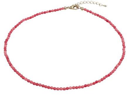 Sanixa Karma NH11472543 Halskette Damen Naturstein 39 cm Kette vers. Farben und Steine Schmuck für Frauen verstellbar Damenhalskette Edelsteinkette (Pink, Rosenstein)
