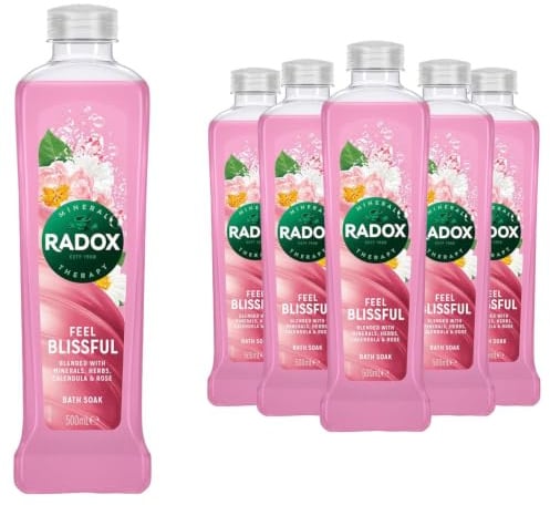 Radox Feel Blissful Bath Soak with Calendula and Rose, 500 ml, Pack of 6