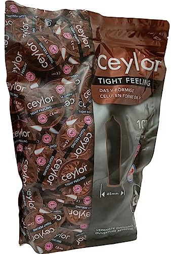 Ceylor Hotshot (Tight Feeling) 100 Kondome mit extra enger Öffnung, 45mm Breite, Großpackung, verpackt im hygienischenDösli, einfach zu öffnen, schnelleres Überziehen, Premium-Qualität
