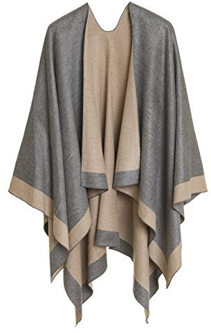 MELIFLUOS DESIGNED IN SPAIN Poncho da donna con collo a scialle e mantello ruana con cardigan maglione aperto sul davanti per l'autunno inverno (PC01-4L)