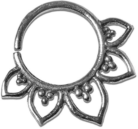 viva-adorno® 1,0mm Nasen Ring Silber Septum Ohr Piercing Ring Vintage Antik Tragus Helix verschiedene Designs wählbar Z521, D2