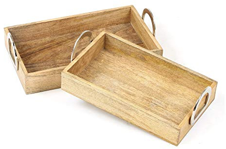FRANK FLECHTWAREN Serviertablett Mangoholz, 2er Set