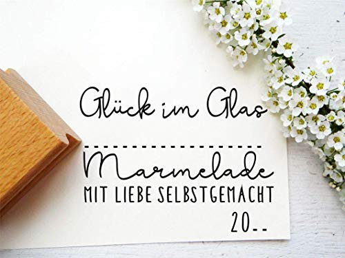 Stempel Glück im Glas für selbstgemachte Marmelade, Etikett, selbstgemacht, eingekocht, eingemacht, Geschenk aus der Küche