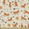 ABAKUHAUS Katze Gewebe als Meterware, Kätzchen, die Yoga-Tatzen tun, Dicht Gewebter Stoff zum Nähen Polster Wohnaccessoires, 3M (148x300cm), Orange Braun Creme