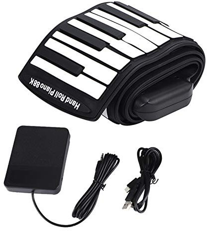 Bnineteenteam Pianoforte Roll Up 88 Tasti, Portatile 88 Tasti Arrotolabile Tastiera Piano Mano Roll Up Piano con Pedale, Cavo di Alimentazione CC, Cavo USB
