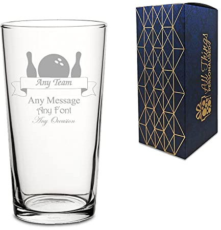 Personalised Engraved Sports Award Bowling Trophy, Straight Perfect Pint Glass, Gift Boxed, Perfect for Any Award, Team and Occasion