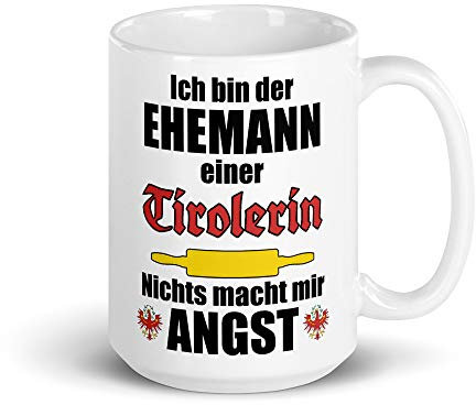 Jimbeels Ich Bin der Ehemann Einer Tirolerin Kaffeetasse | Lustige Tasse für Ehemänner | Witzger Spruch für Österreich | Region Tirol Kufstein Kitzbühel