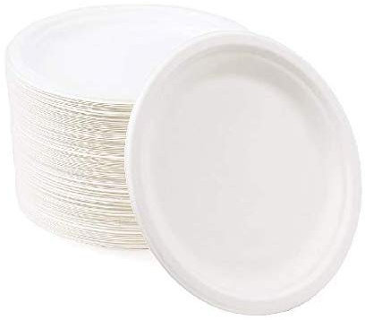 TELEVASO - 500 uds - Platos de bagazo llanos redondos 220 mm de fibra caña de azúcar - Biodegradables, compostables, ecológicos, desechables y reciclables - Apto para microondas