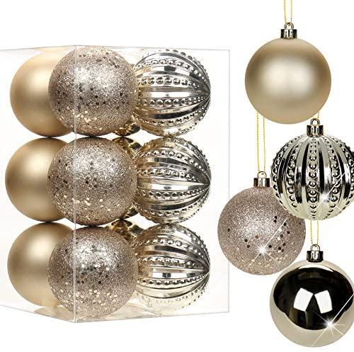 8CM Weihnachtsdeko Weihnachtskugeln, 12 Stücke Bruchsiche Christbaumkugeln Ornamente Weihnachtsbaumschmuck für Weihnachtsbaum Christbaumkugeln Weihnachtsdekoration Kugeln
