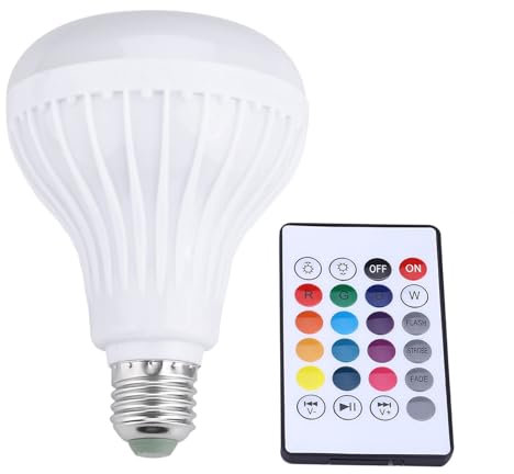 Haofy Drahtloser Bluetooth-Glühbirnenlautsprecher, 12-W-LED-Glühbirne RGB Farbwechselnde Smart Music Play-Lampe mit Fernbedienung