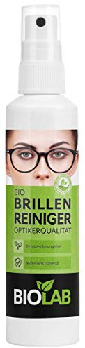 BIOLAB Bio Brillenreiniger Spray (100 ml) Brillen Reinigungsspray, antibeschlag für Brille, silikonfrei, alkoholfrei, anti beschlag
