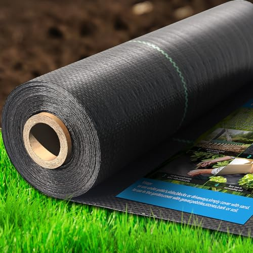 Sunifier Unkrautsperre, Landschaftsstoff, robust, Gartenstoff, Unkrautsperre, schwarzer Mulch für Landschaftsbau, Unkrautblocker, Stoff, Gartenzubehör, 40 x 150 cm