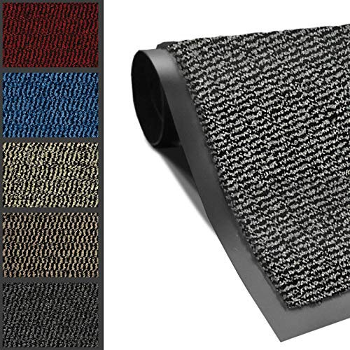 Javco Non-Slip Door Mat Dirt Trapper – Indoor And Outdoor Door Mat – Kitchen And Office Use Mat, Super Soft Absorbent Multicolor Barrier Mat, Machine Washable Shoes Scraper (Grey/Black, 60 x 90 cm)