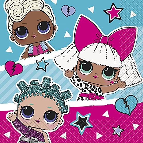 Unique Papierservietten - 16,5 cm - LOL Surprise Party - Packung mit 16