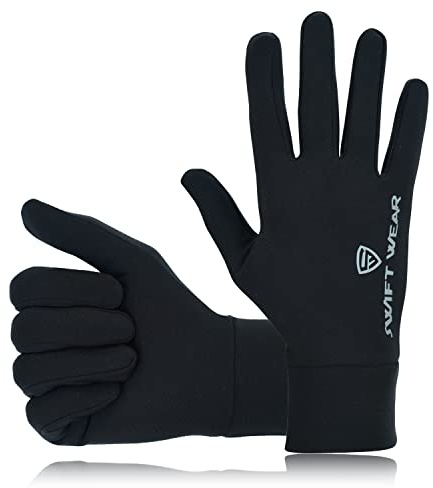 Women Running Gloves Touch Screen Anti Slip Cycling Gloves Winter Thin Thermal Windproof Warm Liner Gloves for Outdoor Sports Walking Driving Climbing Riding