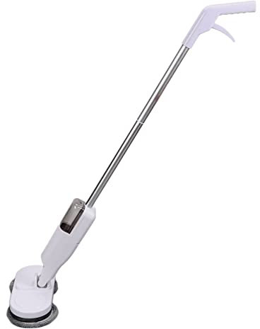Maquer Sin Cable Fregona Eléctrica, Pulidora de Fregona Giratoria con 2 Suave Almohadillas de Microfibra y Depósito de Agua,Eléctrico Trapeador a Vapor y Depurador Limpiador de Suelos para Madera Dura