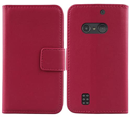 Lankashi Premium Genuine Real Flip Folder Folio Leather Case For Doro 5860/5861 2.8 Book Wallet Business Phone Protection Protector Cover Skin Pouch Etui (Rose)
