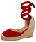 Lora Dora Donne Espadrille Zeppa Sandali Donne Strappy Zeppa in Iuta Scarpe Estive Cinturini alla Caviglia, Rosso, 36 EU