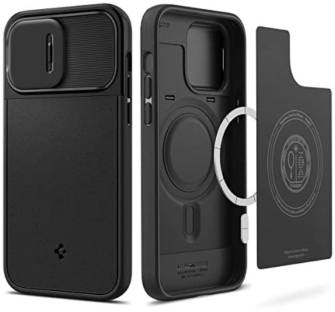 Spigen Cover Optik Armor MagFit, Compatibile con MagSafe, Custodia Magnetica per iPhone 14 Pro - Nero
