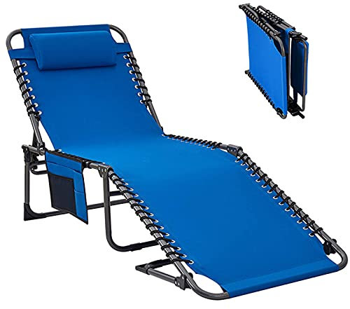 CHLDDHC Ultraleichter Campingstuhl, tragbar, tragbare Campingliege, zusammenklappbare Sonnenliege mit Kissen und verstellbaren Positionen, Terrassen-Liegestuhl für Reisen im Freien, Garten, Strand