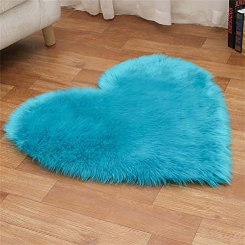 Tomifine Herzform Lammfell Teppich Schaffell Imitat Fell Teppich Kunstfell Matte Sofa-Deco Waschbarer Bettvorleger, Sitzkissen, Dekofell für Stuhl (50 x 80 cm,Dunkel blau)