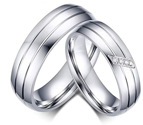 HCMA Eheringe Titan Stahl Ring Weiblich Männlich Versprechen Ring Zirkonia Paar Schmuck Verkaufsförderung