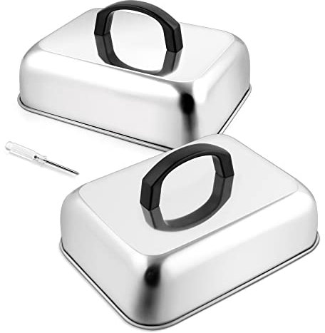 Joyfair Grillabdeckung, 22,9 cm, Käse, Schmelzkuppel (rechteckig), Edelstahl, Grilldeckel, flache Oberseite, Teppanyaki-Zubehör für Outdoor-Grillen/Küche, Kochen, strapazierfähig (2)