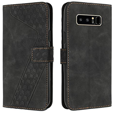 YIRRANZD Coque pour Samsung Galaxy Note 8, Étui Housse Protection en Cuir PU [Pochette de Portefeuille] [Magnétique], Antichoc Etui à Rabat pour Samsung Note 8 (Noir)