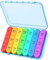 Daviky Pill Organiser Travel, Weekly Pill Box 7 Day 3 Times a Day, Daily Medicine Organizer Easy Use, Tablet Box with Large Compartments to Hold Vitamins and Medication (Blue)