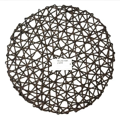 38cm(14.9in) Large Size Placemats|Creative Round Braided Table Mat|Bohemian Style Cup Mat For Kitchen Table Holiday Dinner Decor,Black,10PCS