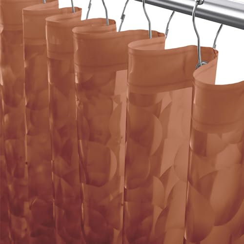 Ga-Geetopia Doublure de rideau de douche en plastique EVA 3D avec œillets métalliques antirouille et aimant lesté - 182,9 x 182,9 cm - Marron