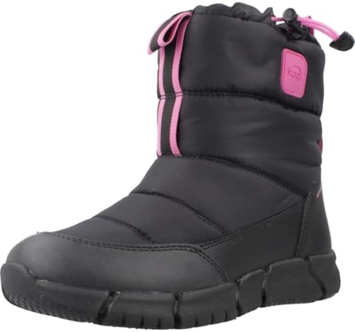 Geox J FLEXYPER Girl B AB Snow Boot, Black/Fluo Fuchsia, 30 EU