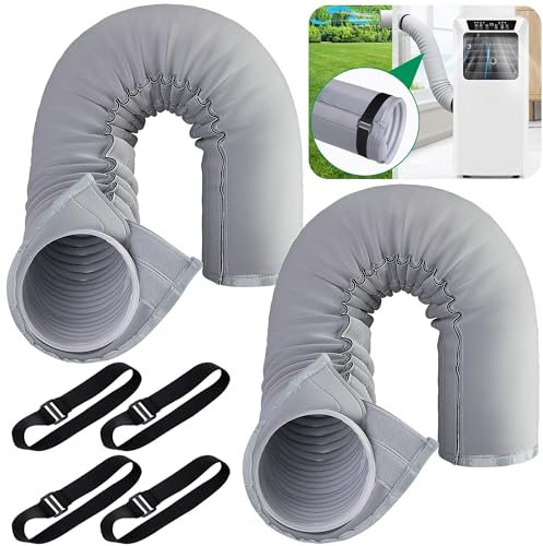 RunNico Air Conditioner Hose Cover Wrap, 2 Pack - Insulated Hose Cover for Portable AC, 60in, Gray