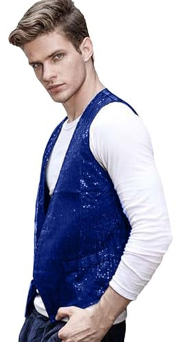 Erwachsene Pailletten Weste Ärmellos Jacke Mantel Anzugweste Damen Herren Disco Tanz Silvester Fasching Karneval Kostüm Pailletten Weste Oberteile für Erwachsene