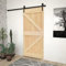 Baziroo Schiebetür mit Beschlag Schwarz 100x210x3,6 cm Massives Kiefernholz und Stahl Wood Door Scheunentor Holztüren Zimmertür Schiebetüren Innen Slide Door Schwebetüren Schiebetor