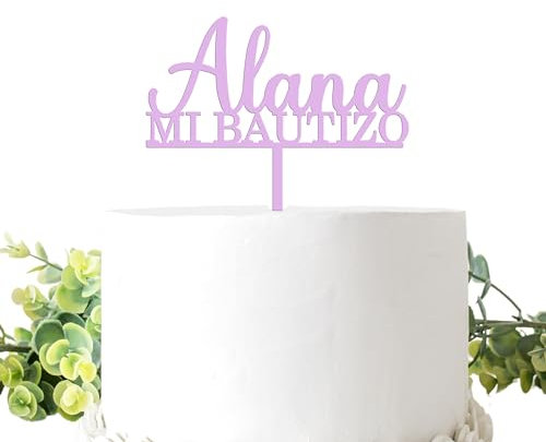 ADOREI - Adorto de Tarta Cake Topper Decoración de tarta, Personaliza tu tarta con tu nombre en cada evento para bautizo, cumpleaños y comunión, confirmación, Adorno de tarta de madera MDF o acrílico