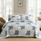 Mybedsoul Hellblaues Steppdecken-Set für King-Size-Bett, 3-teilig, Boho-Plaid, Blumenmuster, Mikrofaser, leicht, Bohemian-Bettwäsche, Tagesdecke, Decken-Set für alle Jahreszeiten, 228,6 x 264,2 cm