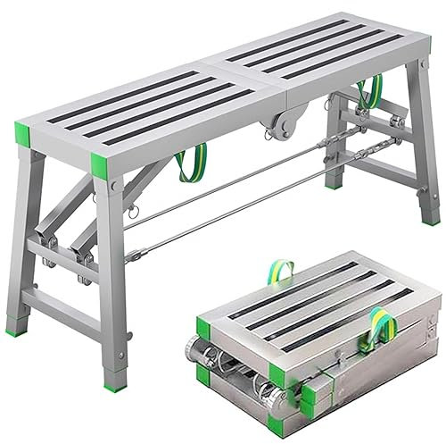 Generic Andamio plegable portátil de altura ajustable, carga de 400 kg, plataforma de trabajo multiusos, banco tipo torre, taburete, equipo de construcción resistente