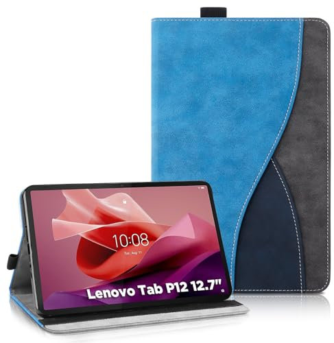 AsWant Funda Carcasa per Lenovo Tab P12 12.7 Pulgadas 2023- Estuche Inteligente Funda Tablet Lenovo Tab P12 con Función de Soporte/Cartera Funda Lenovo P12 (Azul)