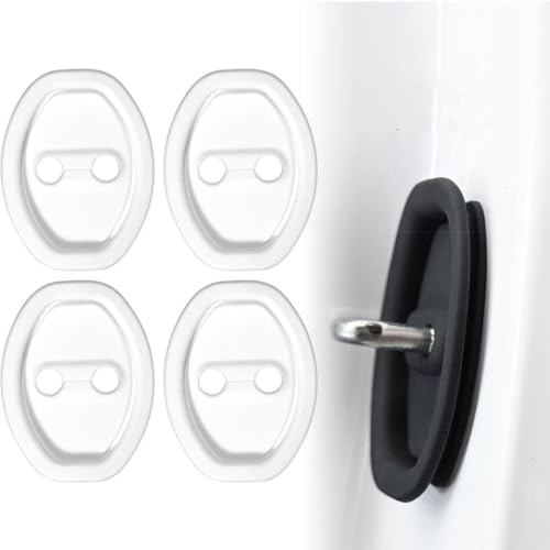 heofonm Car Silicone Door Latch Protective Cover, 4Pack Silent Shock Pads Silicone Door Lock Protector Cover, Universal Vehicle Doors Locks Guard Stopper Set (4PCS White)