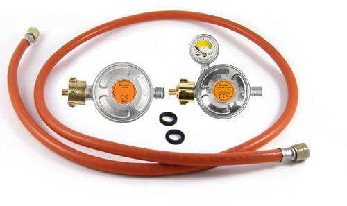 Gasschlauch Druckregler Druckminderer Manometer Gasgrill 50mbar 3 Größen (Gasschlauch 150 cm)