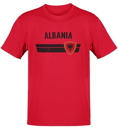 Alsino EM Fan Shirt Albanien Europameisterschaft 100% Baumwolle T-Shirt Rundhals Fanartikel Alle Größen Herren Damen Fan-Shirt, Albanien M
