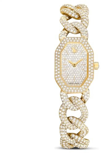 Swarovski Dextera Kettenuhr Swiss Made, Kristallarmband, goldfarben, goldfarbenes Finish, 5668854, Gold, gold, Luxuriös